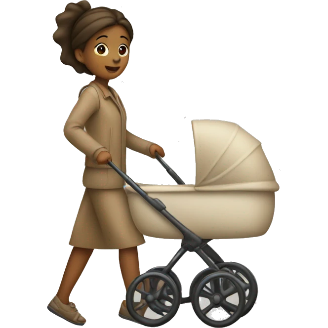 A girl walks with a beige stroller emoji