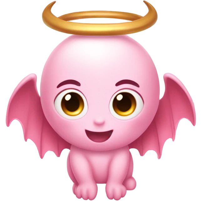 Light pink cute devil with halo and angel wings emoji