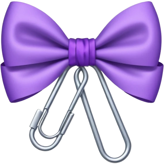 one silver paper clip with a purple bow in the middle emoji