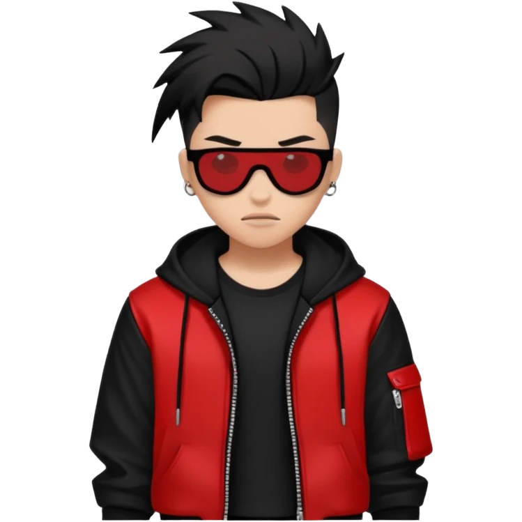 A cool urban badass edgy black white and red styled outfit (aesthetic, clothes, clothing, loose object, apparel)  emoji