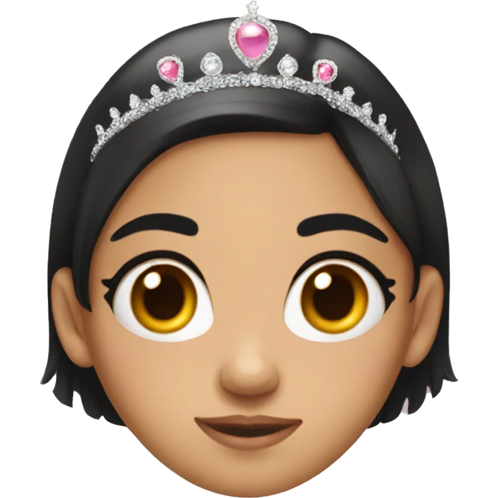 black hair girl rolling eyes with tiara emoji