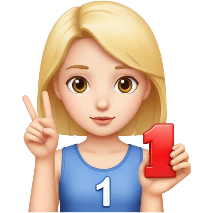 Girl holding number 1 emoji