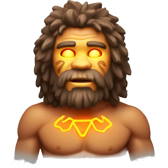 caveman glowing neon elements emoji