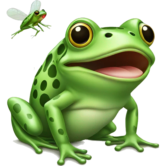 Frog catching a fly with tongue emoji