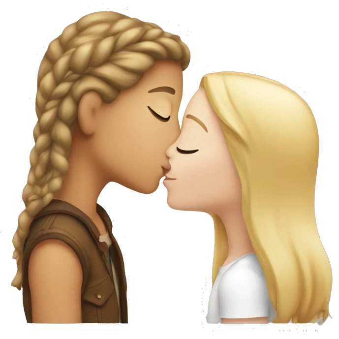 A white girl kissing another white girl emoji