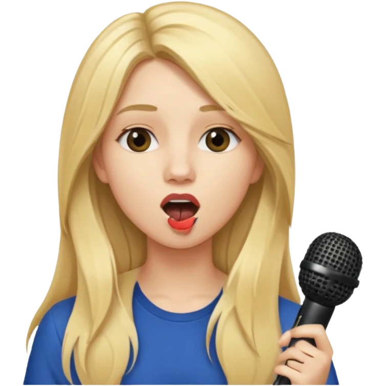 Singer Young woman – long blonde hair, around 20s,  singing into mic emoji