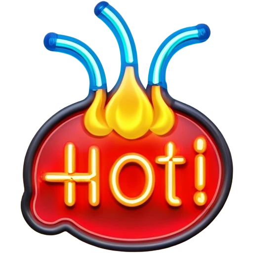  neon sign with the word hot emoji