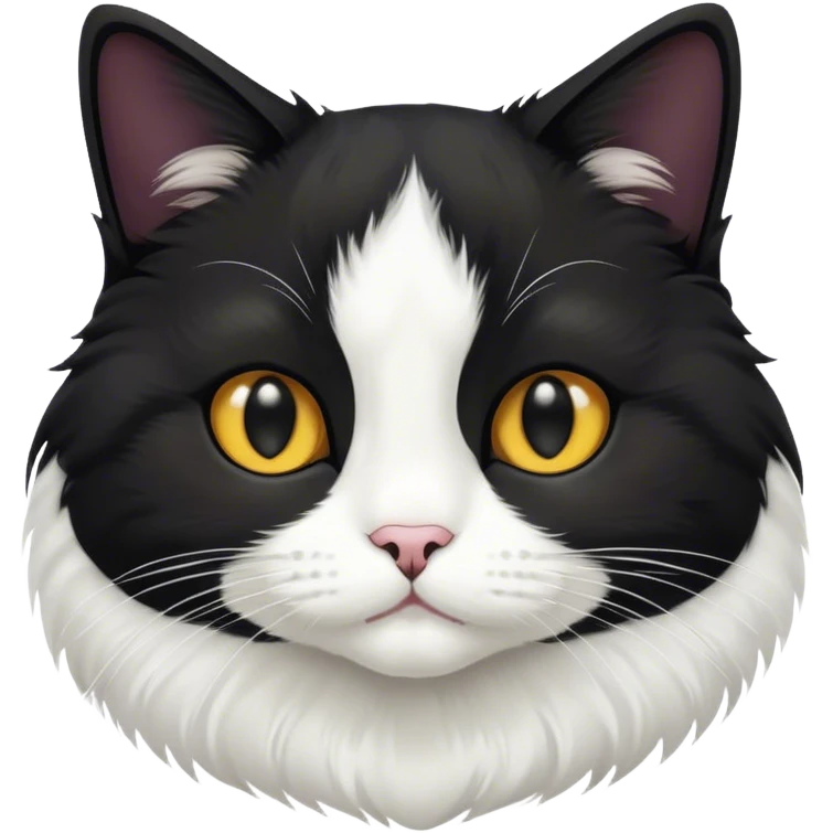 Tuxedo cat with black face and white whiskers  emoji