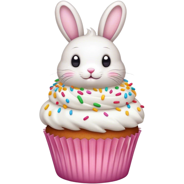 Cupcake with sprinkles and fluffy bunnies emoji
