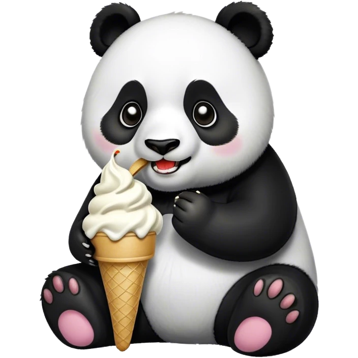 Panda eating ice cream emoji