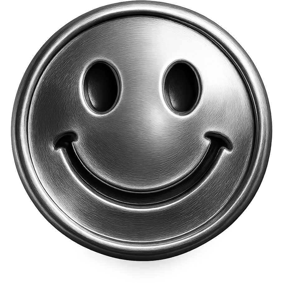 smiley face with shiny metallic look emoji