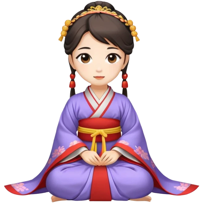 Beautiful girl in Hanfu sitting on the ground emoji