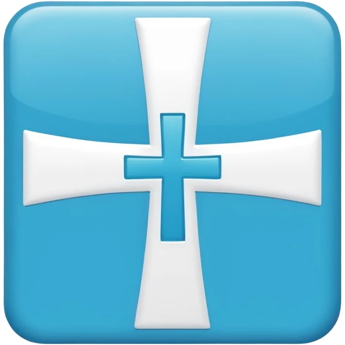 simple flat cyan blue square icon with a clean white greek cross like thsi: ☩ emoji