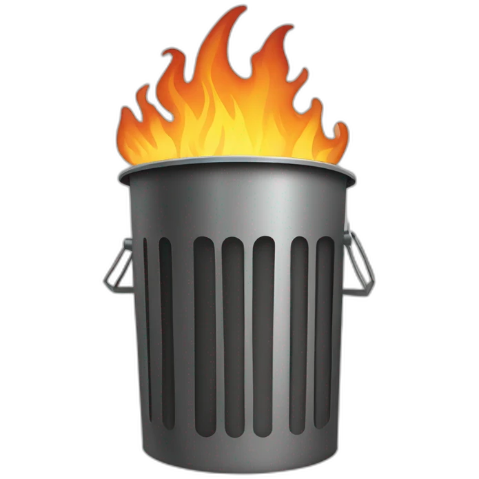 trash can on large fire emoji