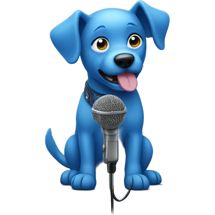 Blue dog with a microphone emoji