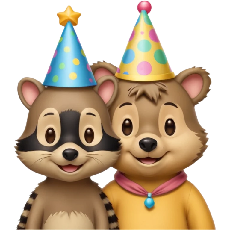 Winnie the Pooh on a date with raccoon  emoji