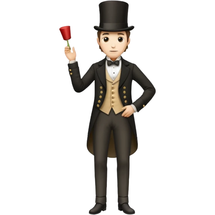 19th century man in a top hat, full body, standing emoji