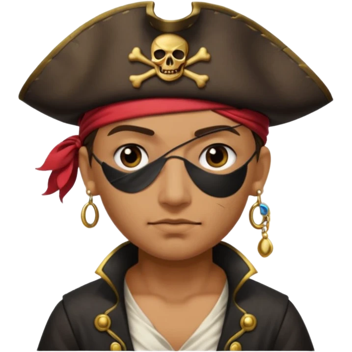 Eye patch pirate with earring, one eye covered
 emoji