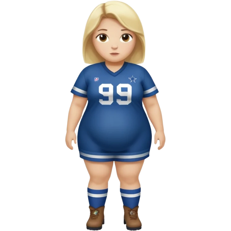 overweight blonde girl full body in cowboys jersey emoji