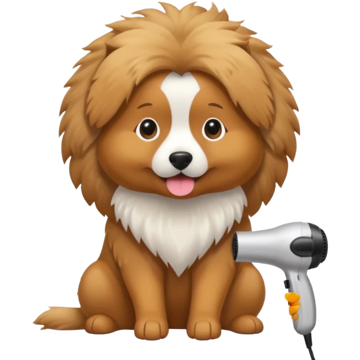 dog grooming with a hair dryer emoji
