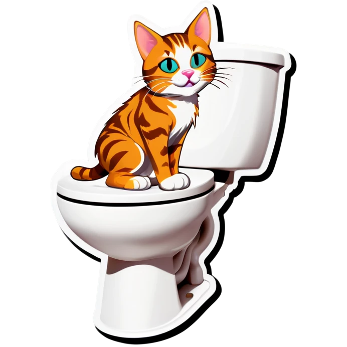 Cat break dancing with skibidi toilet emoji
