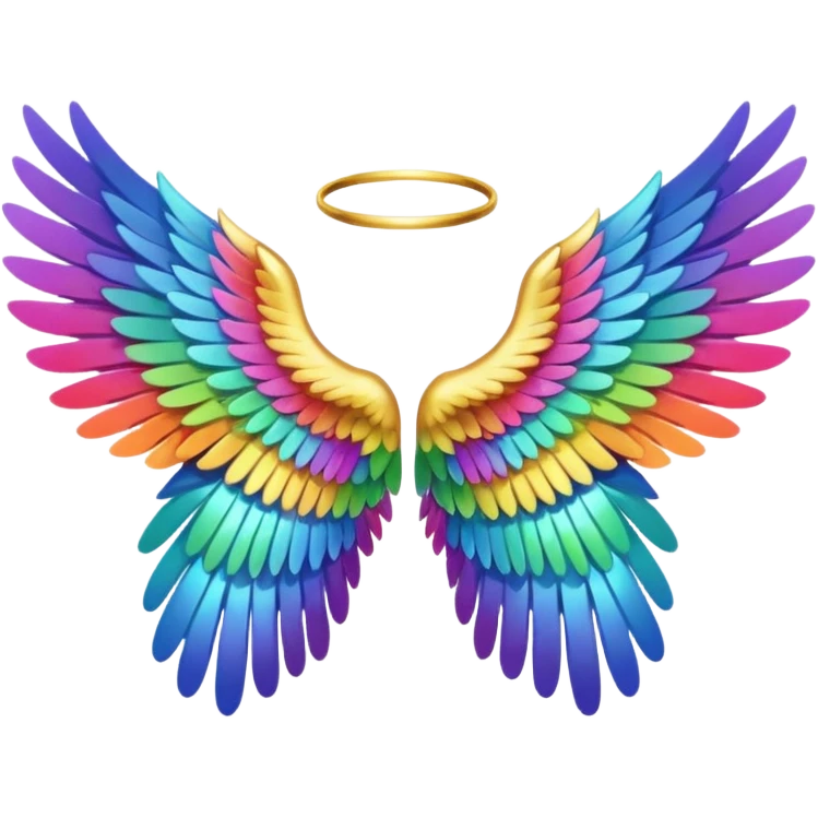 Rainbow angel wings. Left and right rainbow angel wings. Only wings. emoji
