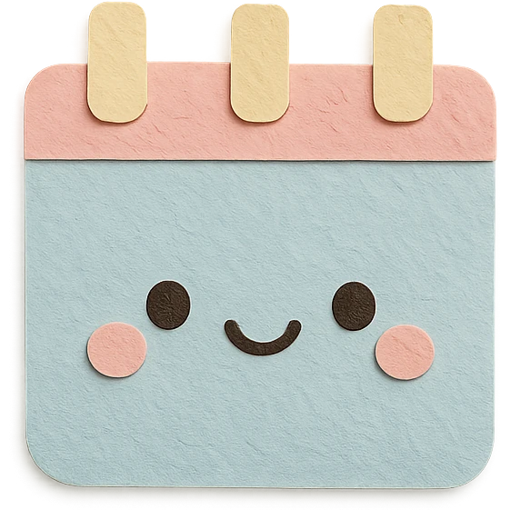 soft pastel kawaii tiny calendar icon for monthly layouts with a pastel blue background emoji
