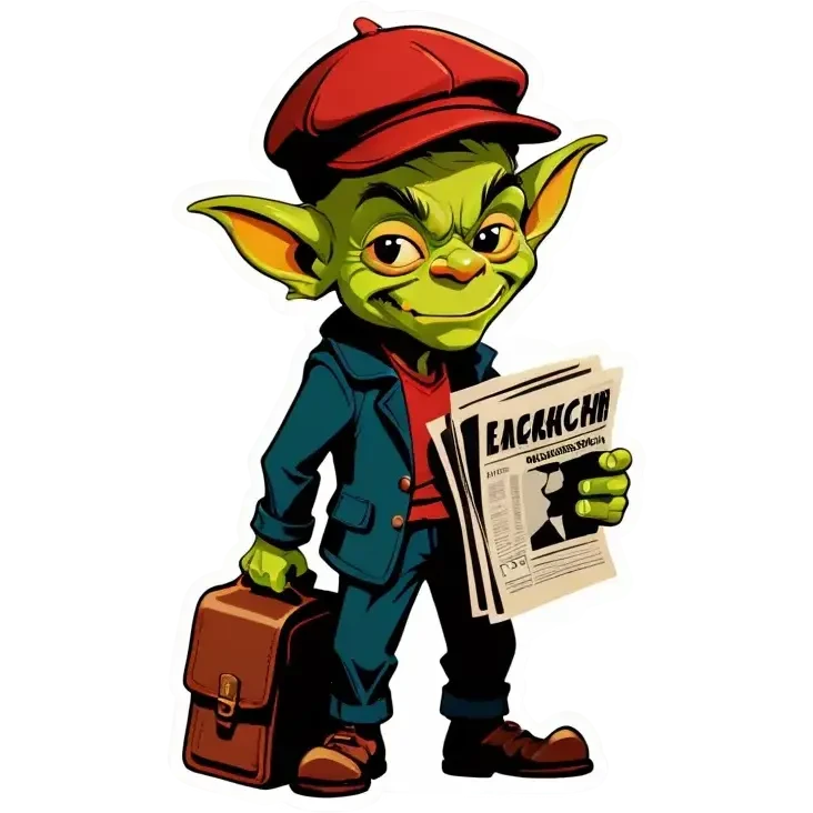 A goblin newsboy emoji