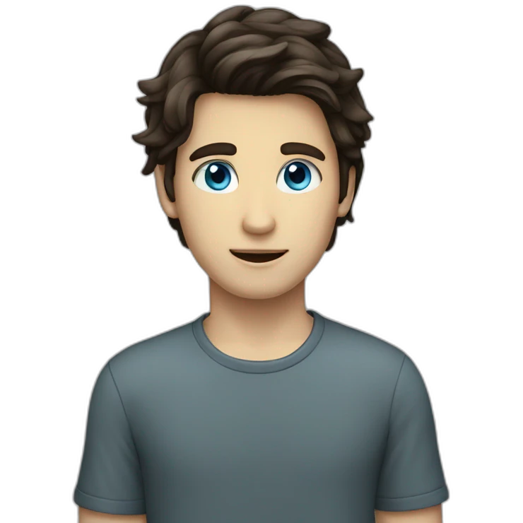 Long  dark brown hair boy blue eyes emoji