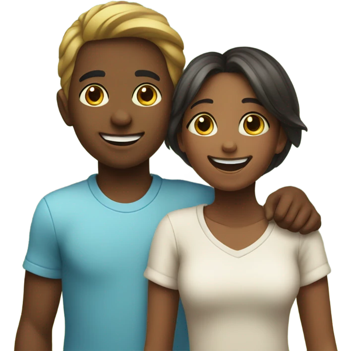 happy girl with boy outdoors emoji