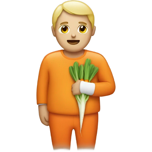 Man with carrot attached to stomach emoji