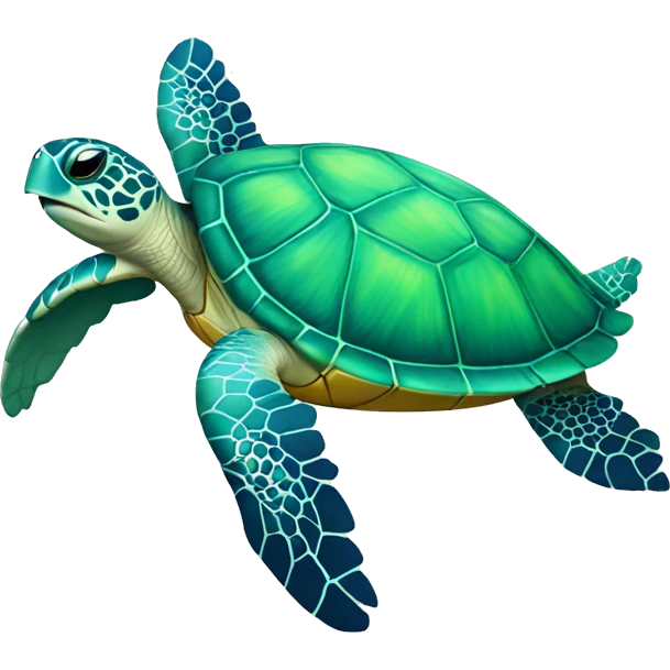 Sea turtle with Hawaiian flower emoji