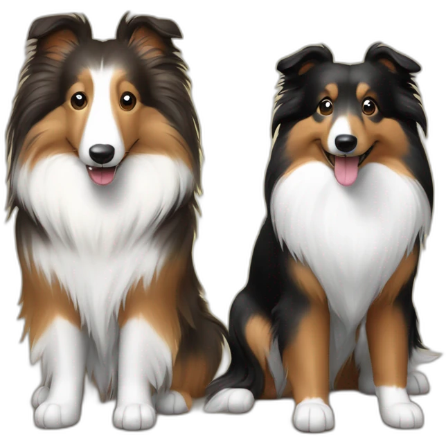 sable sheltie and bi-black sheltie are friends emoji