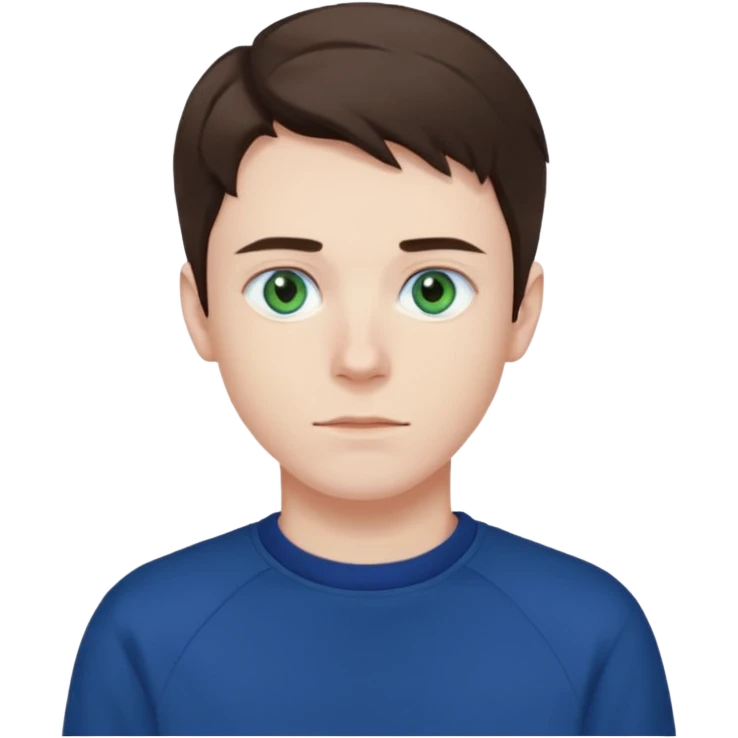 male , blue/green eyes , pale skin , brunette hair , dark blue sweatshirt emoji