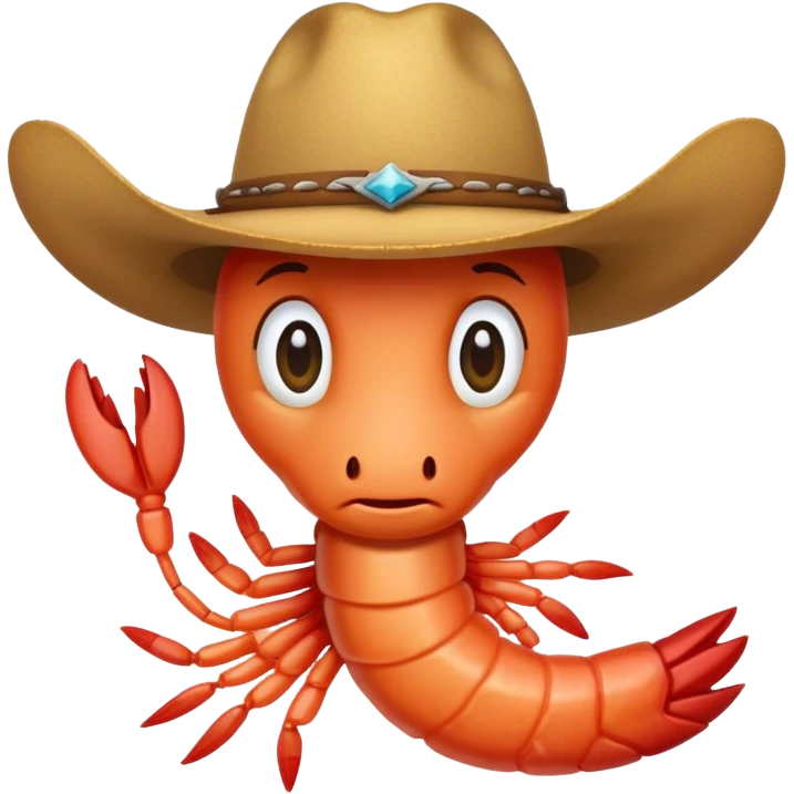 Realistic Shrimp wearing a cowboy hat emoji