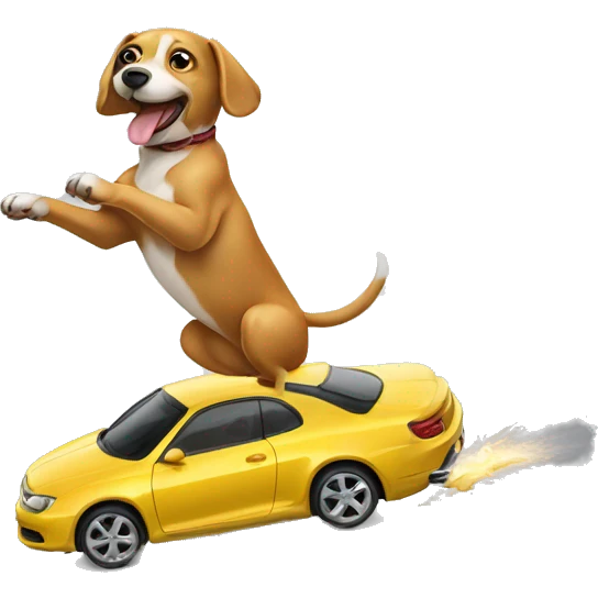 dog flailing in the air next to a fast car emoji