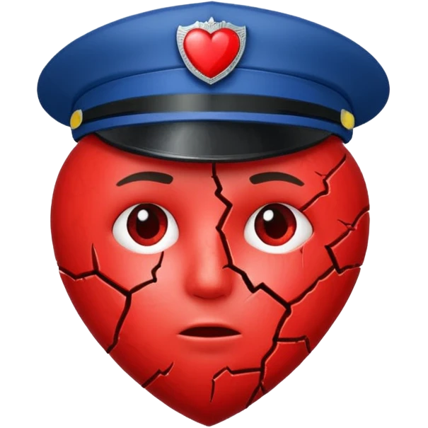 Corazón roto con gorra de policia emoji