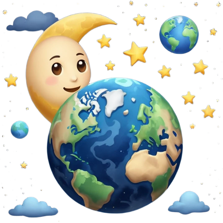 earth and the moon add stars emoji