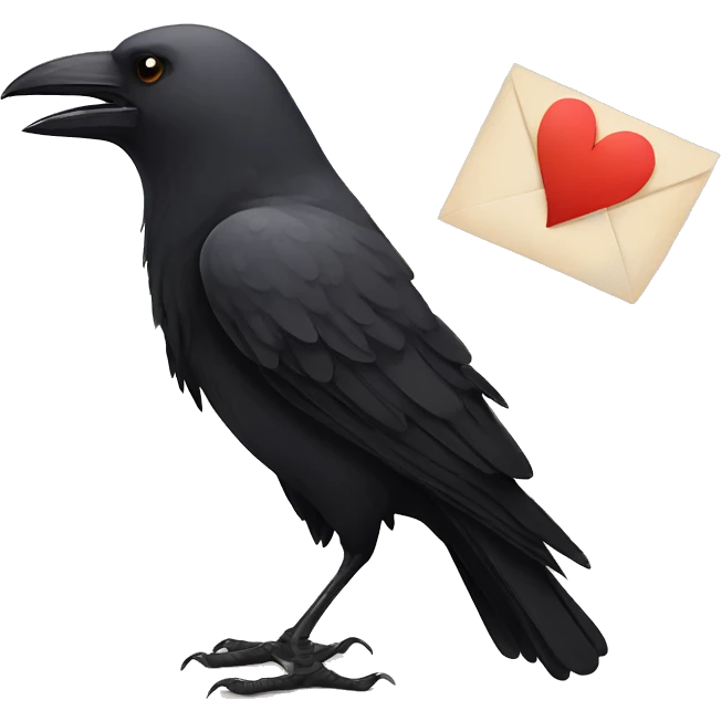 crow with a loveletter emoji