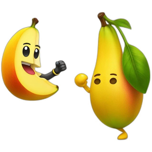 Mango fighting a banana emoji