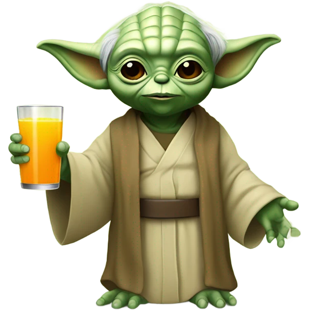 Yoda drinking orange juice emoji