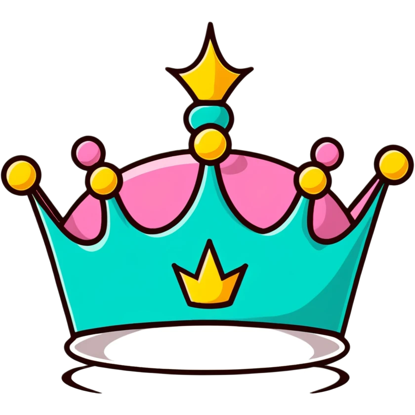 cartoony crown, playful and simple, less realistic emoji