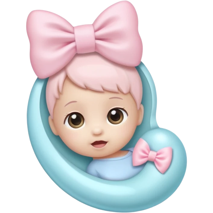 Baby ultrasound photo with a light pink bow on it emoji
