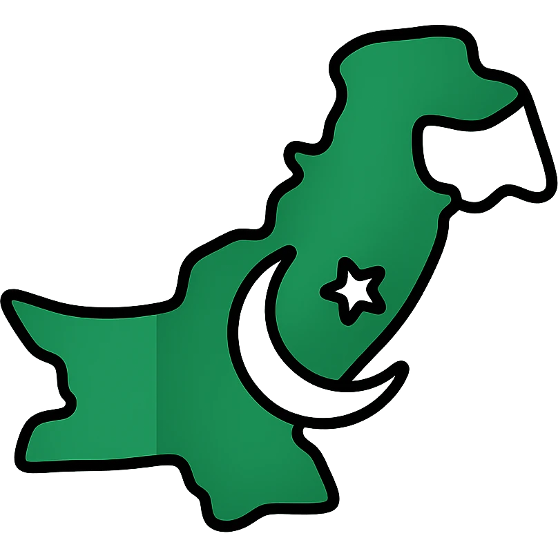 color outline icon of Pakistan map with flag colors emoji