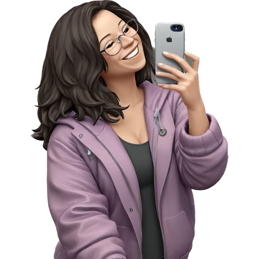 smiling girl taking selfie emoji
