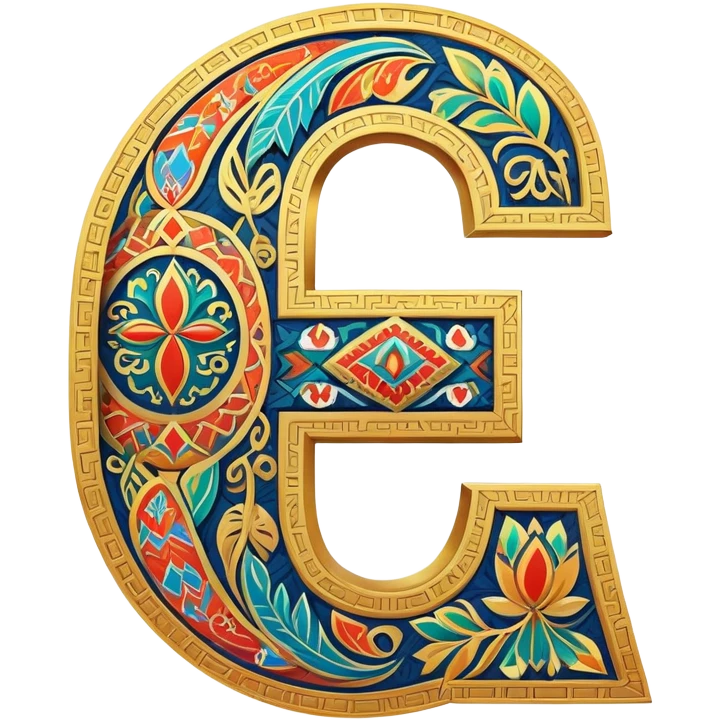 Russian ruble symbol (₽) adorned with Udmurt tribal patterns, colorful ethnic ornaments, decorative geometric motifs emoji