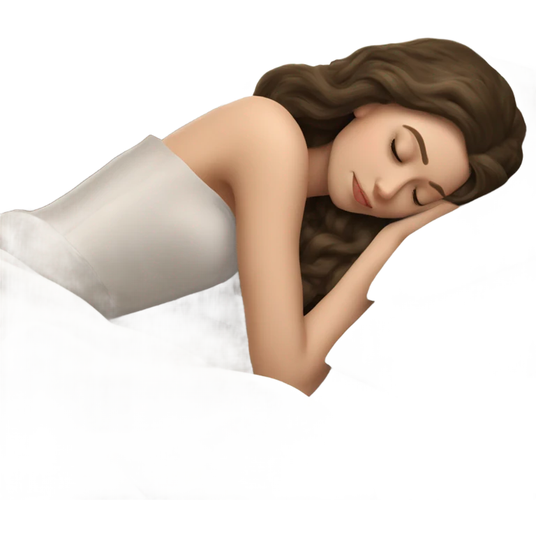 sleeping beauty brunette shoulder length hair white girl with silk pillow emoji