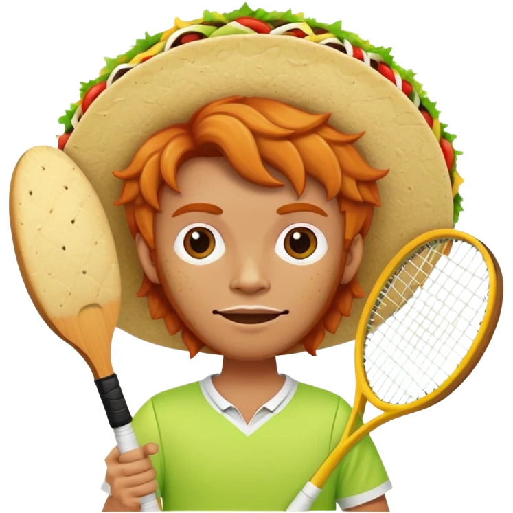 A ginger with a  funky taco shape head. With a tennis rackets  emoji