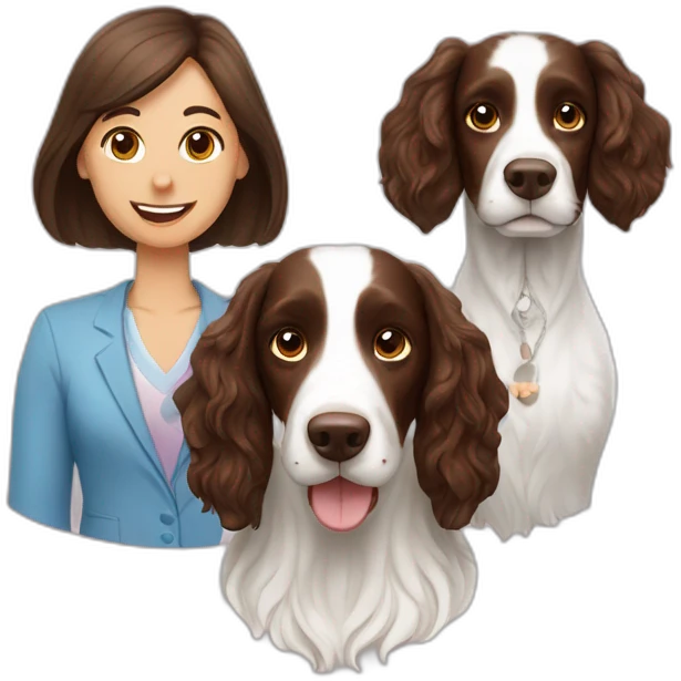 Springer spaniel with man and woman emoji