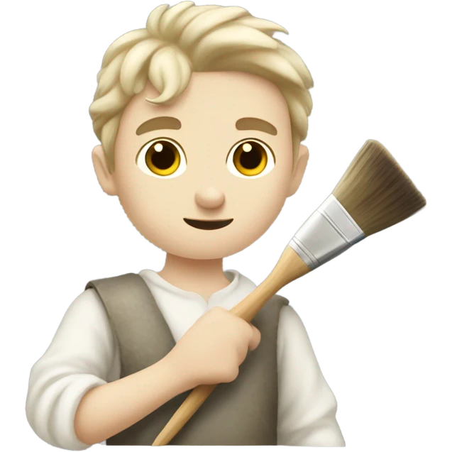 medieval painter boy with white skin with brush and list emoji